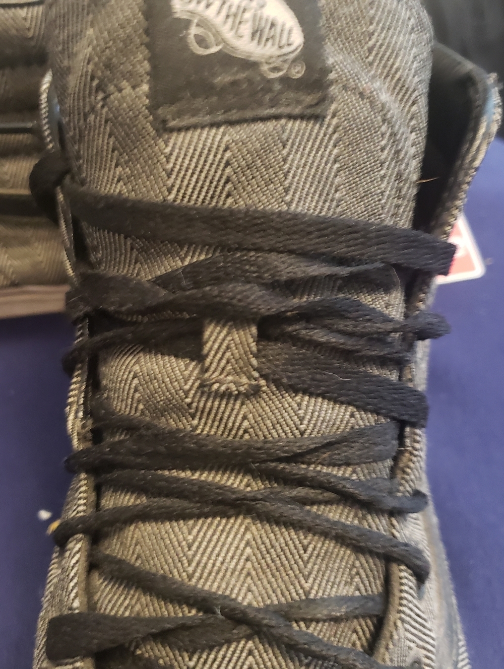Vans Men’s Gray Herringbone High-Top Sneakers with Black Laces
